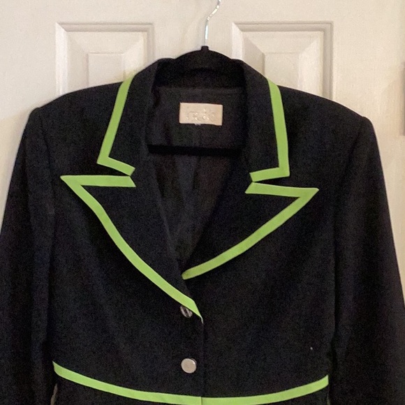 Cache Unique & Rare Vintage Black Jacket w/ Chartreuse Trim - Picture 2 of 9